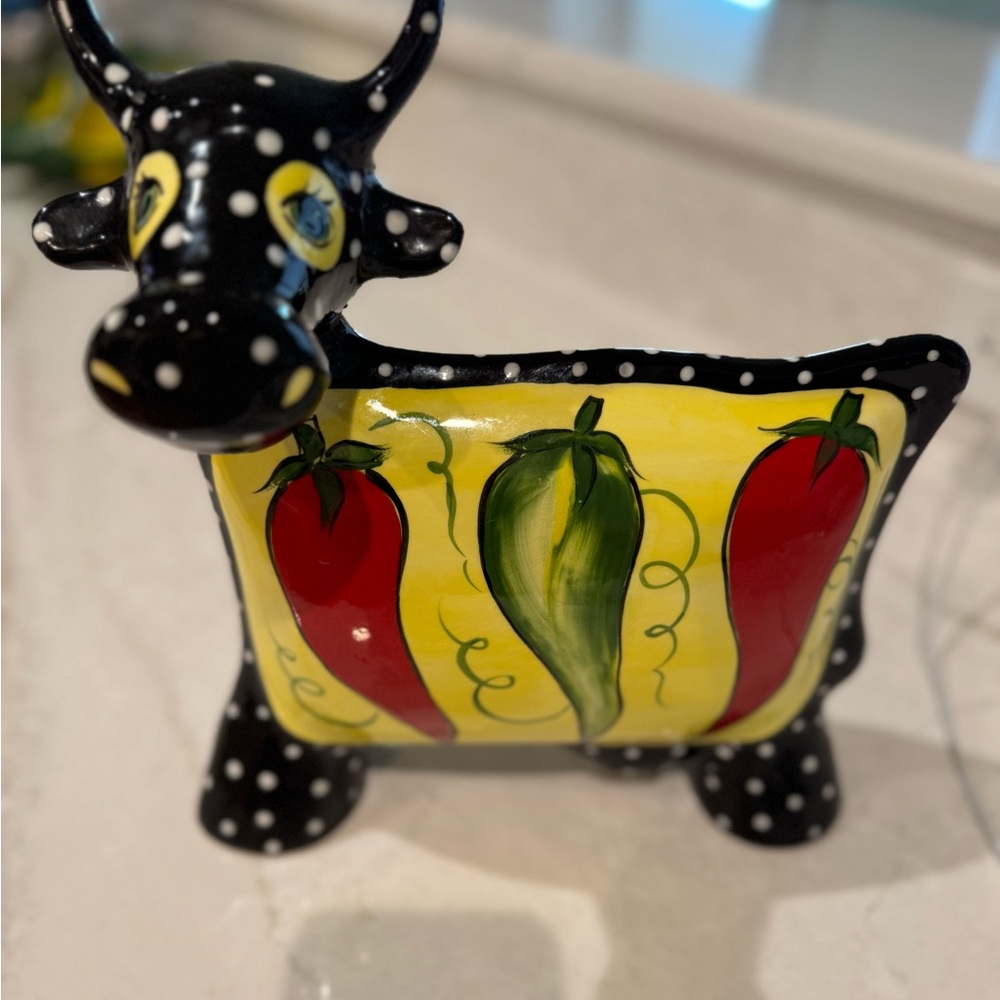 Vintage Art Ceramic hand painted cow by Anatoly Turov
